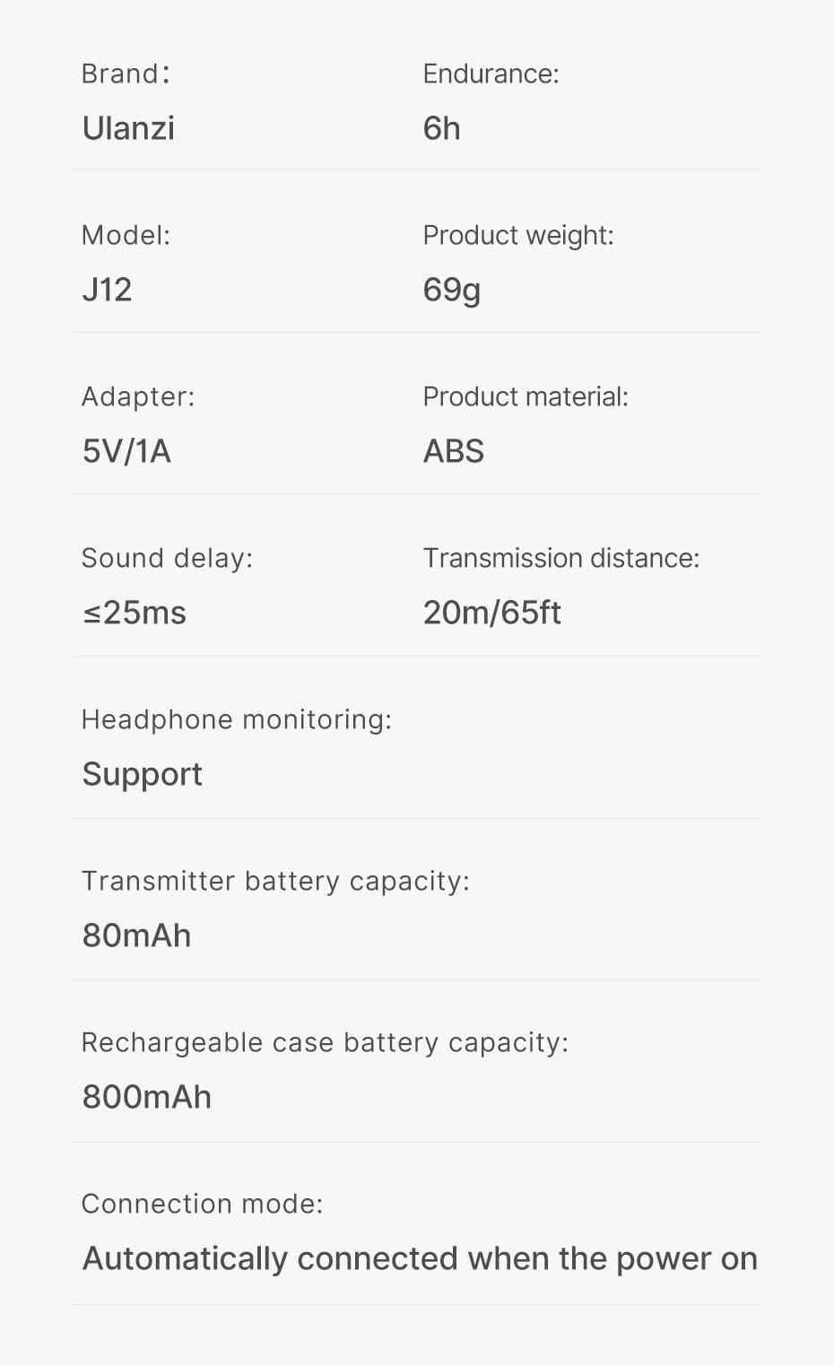  Ulanzi J12 Trdlst mikrofonsystem fr mobil/surfplatta med laddbox android