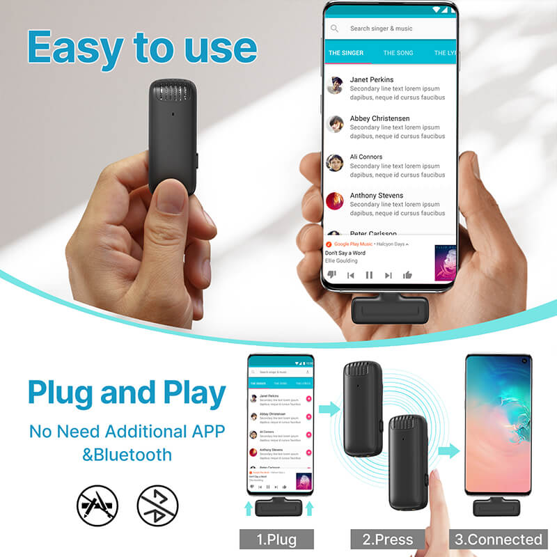 Ulanzi J12 Trådlöst mikrofonsystem för mobil/surfplatta med laddbox android