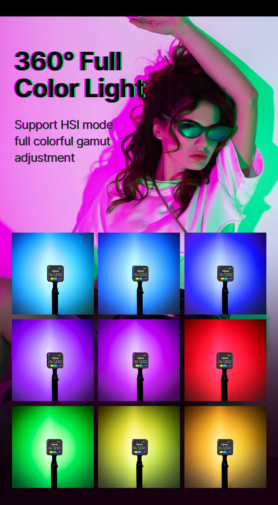  Ulanzi L2 RGB Led-belysning fr filminspelning fotografering