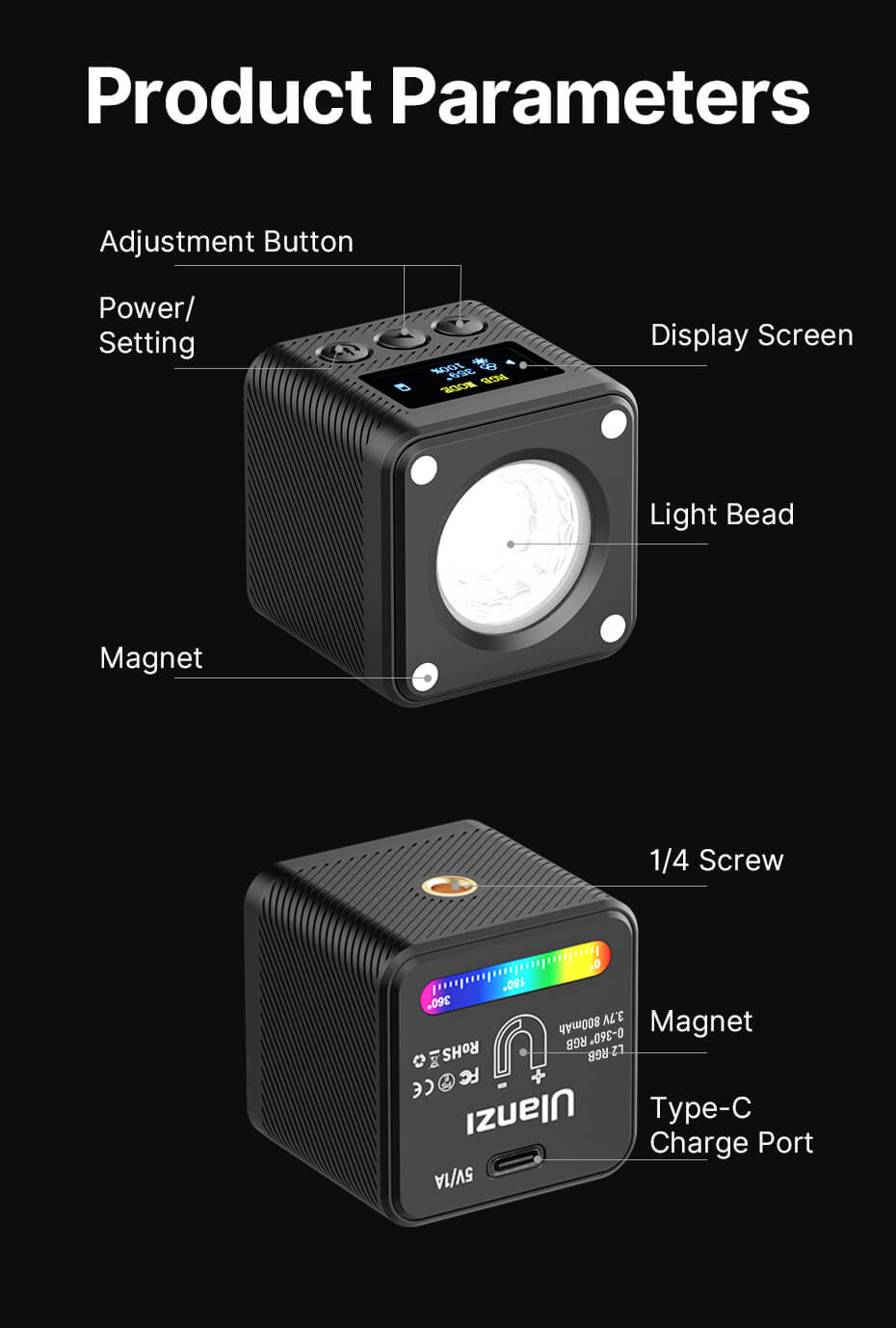  Ulanzi L2 RGB Led-belysning fr filminspelning fotografering