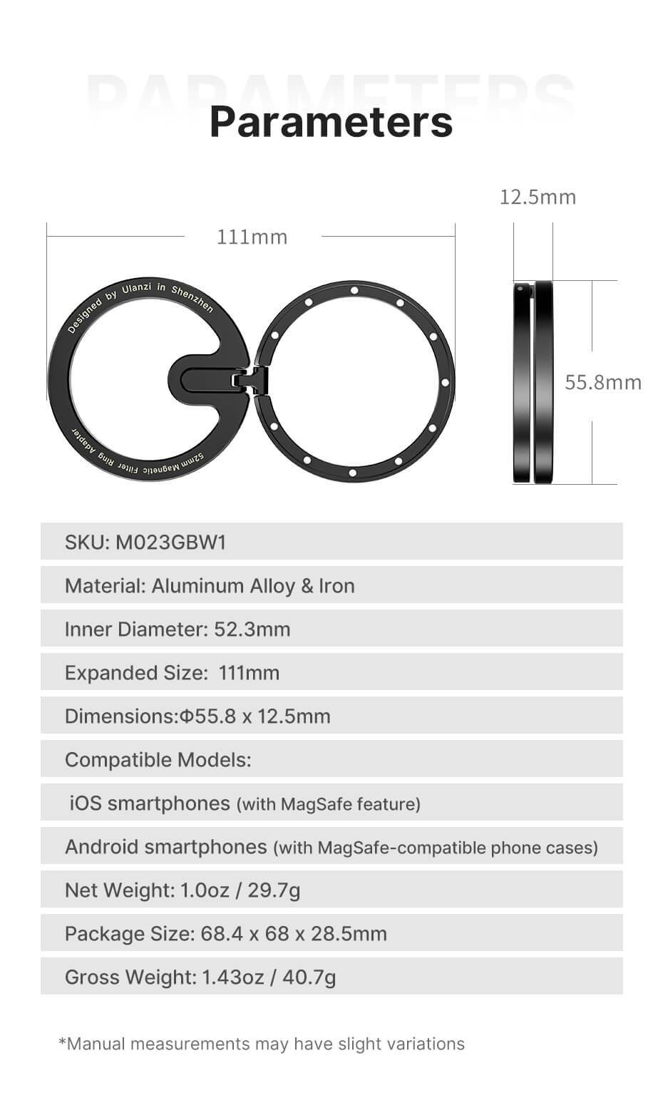  Ulanzi Magnetisk filteradapter MagSafe-funktion fr 52mm kamerafilter p mobil