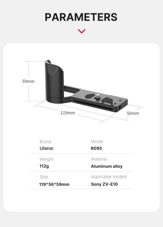  Ulanzi R095 L-Bracket med handtag fr Sony ZV-E10