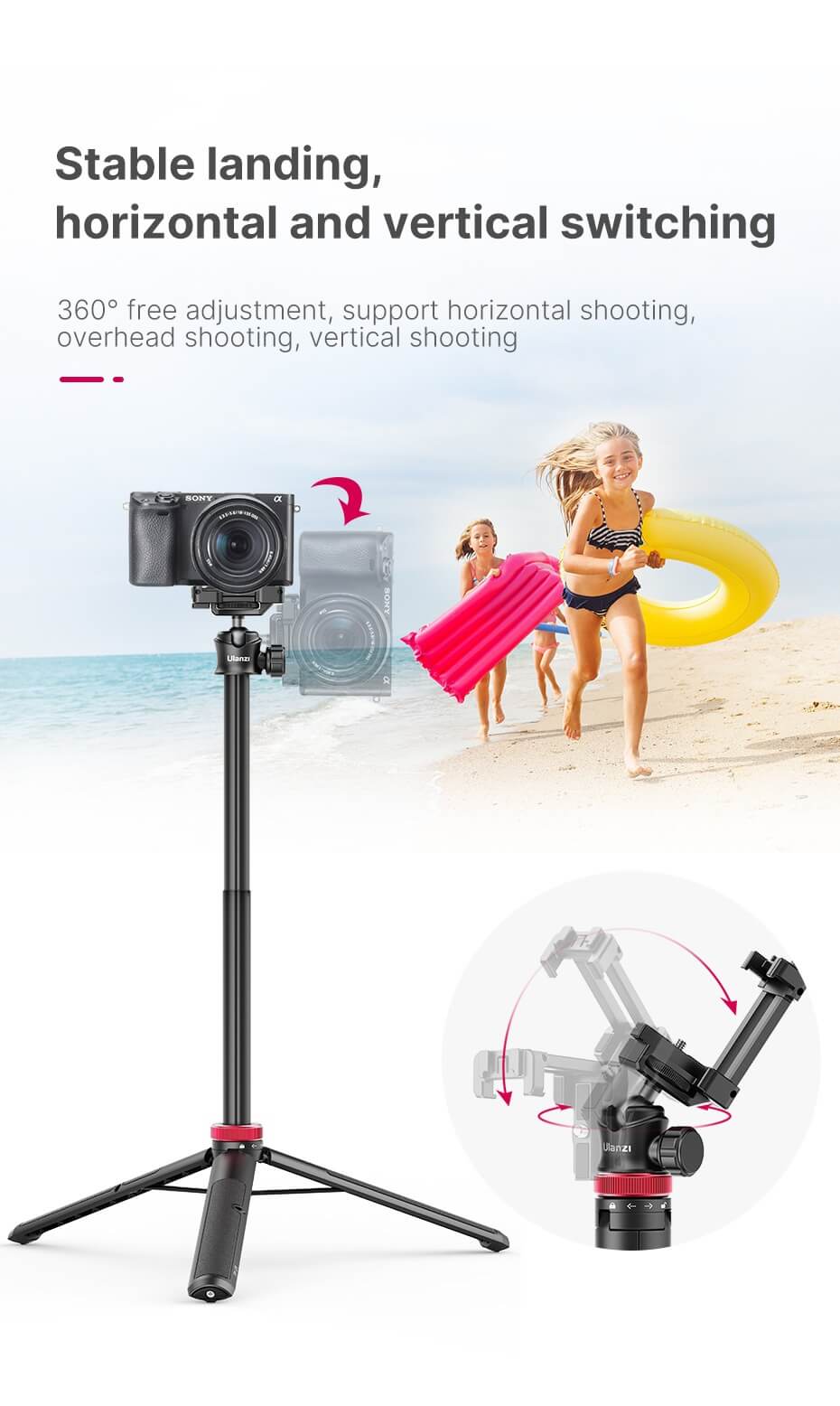  Ulanzi Stativ & Selfiepinne 109cm 2-i-1-paket fr kamera och mobil