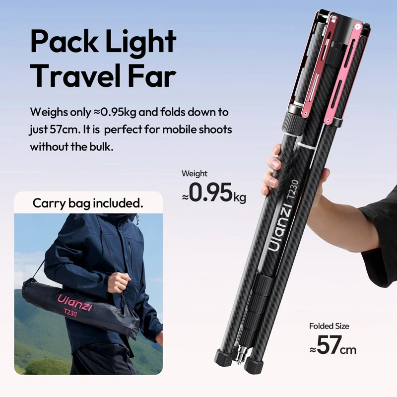  Ulanzi T230 – portabelt kolfiber-belysningsstativ 230 cm med vändbara ben från Kamda – snabb leverans och trygg e-handel