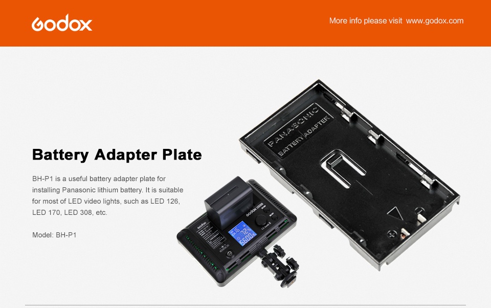  Godox Laddplatta/adapter för Panasonic batterier