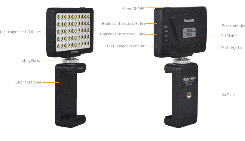  Commlite Mini videolampa 50st lysdioder - Fr SmartPhone & Kamera