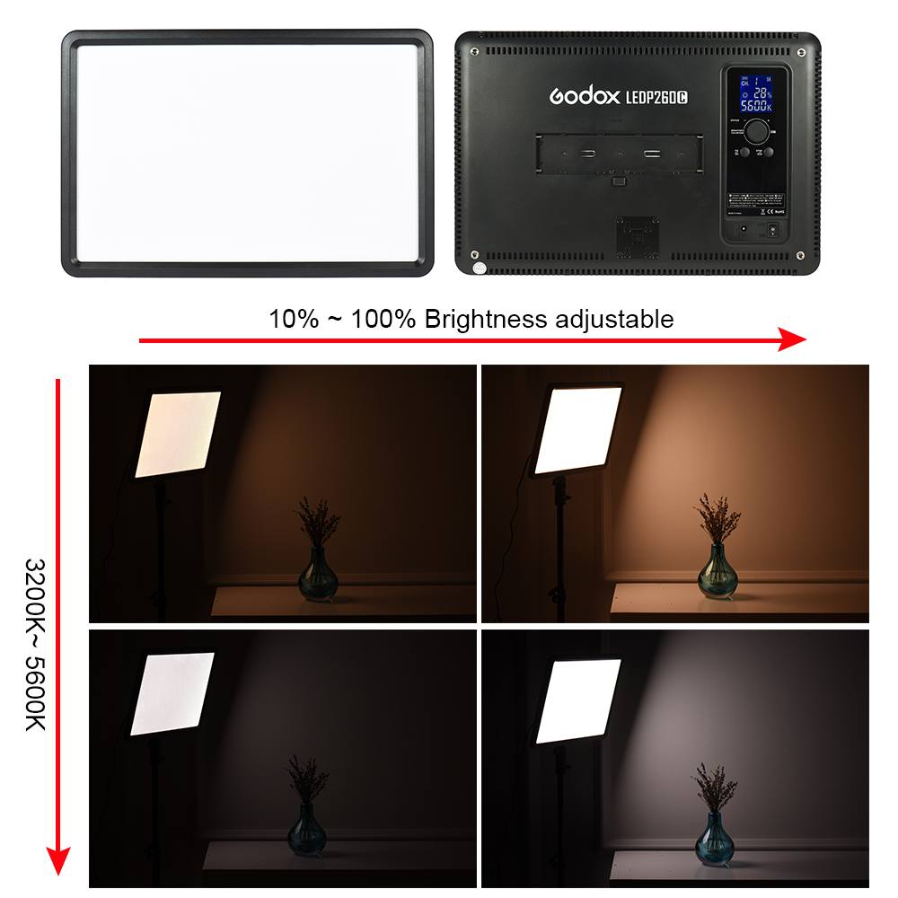 Godox LEDP260C Ultratunt kontinuerligt videoljus (36x24cm)