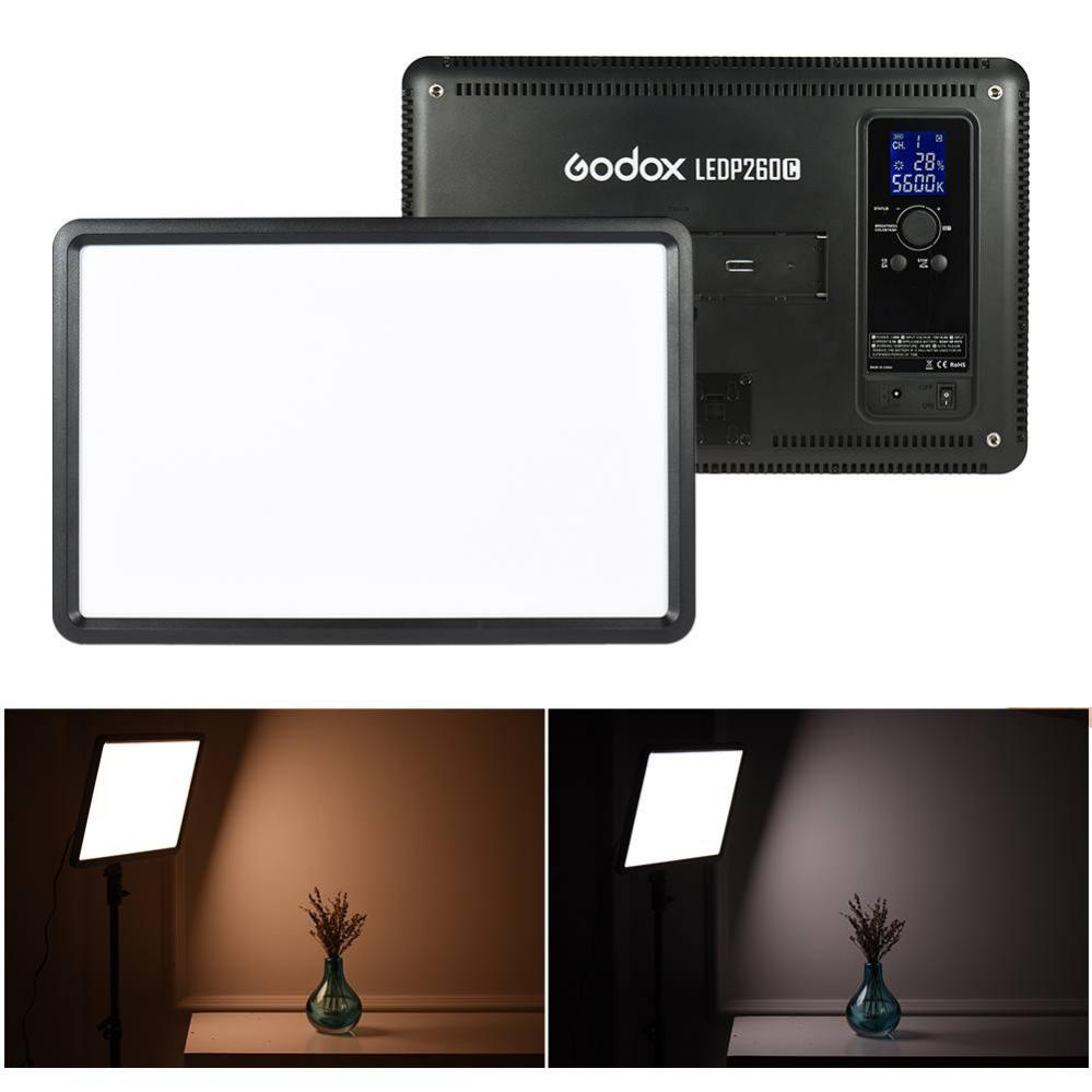  Godox Paket 2x LEDP260C ultratunt Videoljus & 2x rejla Studiostativ 300cm