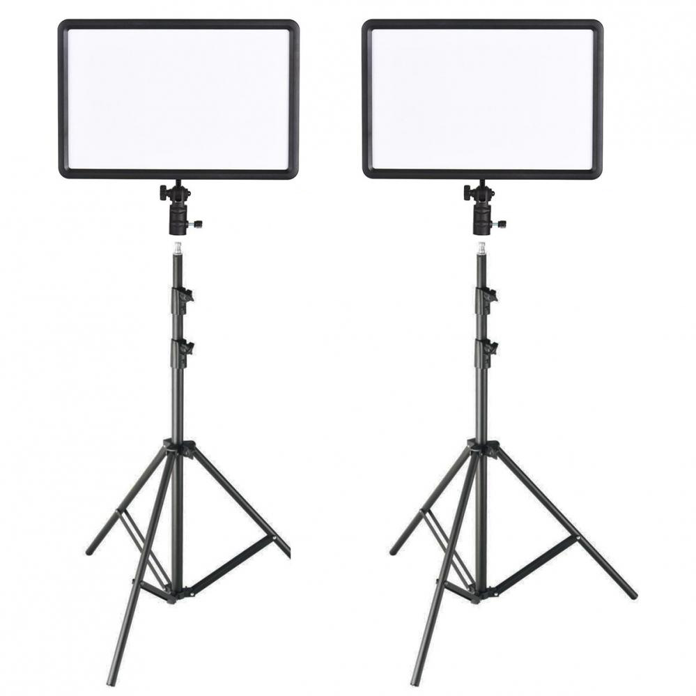  Godox Paket 2x LEDP260C ultratunt Videoljus & 2x rejla Studiostativ 300cm