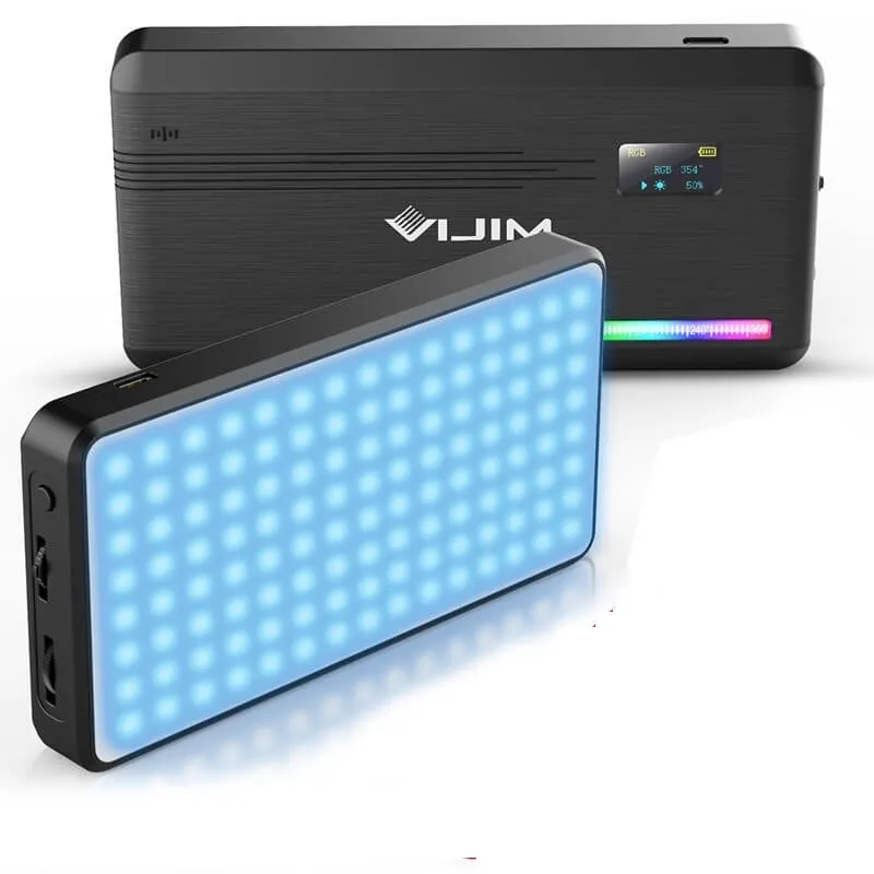 VIJIM VL196 RGB LED-panel fotobelysning med raster & diffusor 14.8x7.6x1.6cm