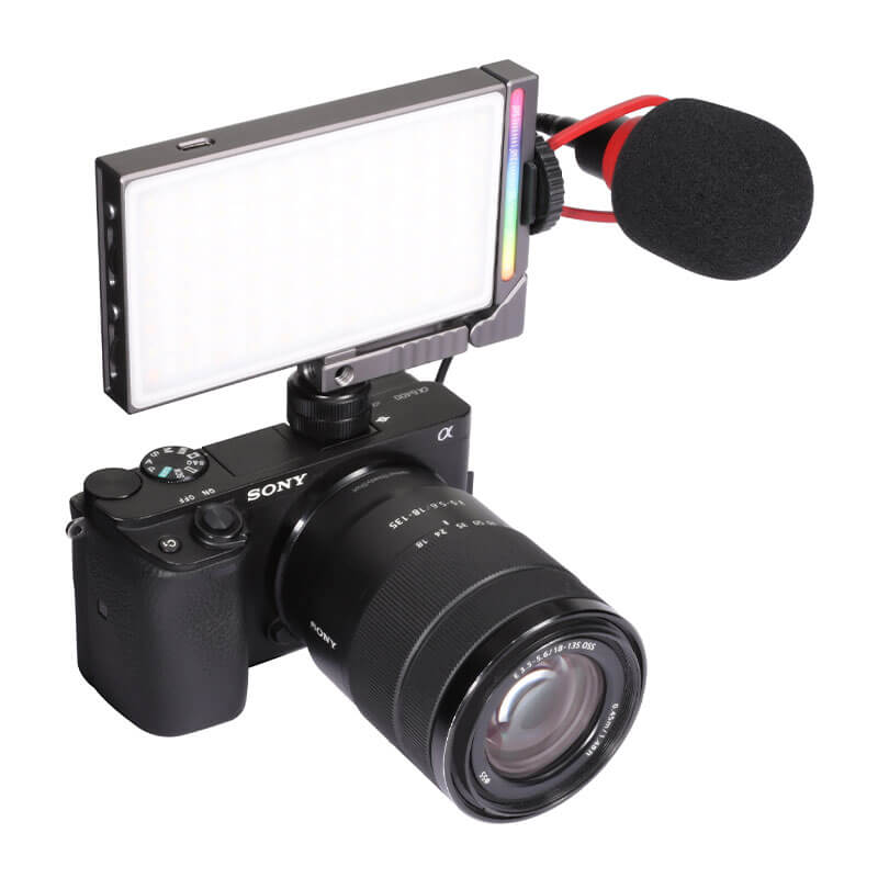  VIJIM RGB Led-panel för kamera med justerbart fäste & inbyggt batteri