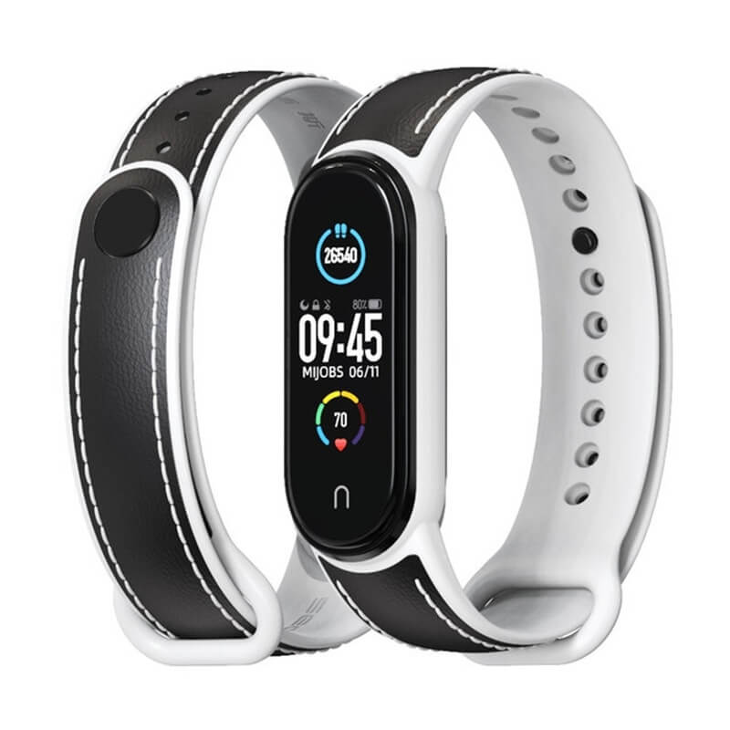 Mijobs Armband Svart & Vit för Xiaomi Mi Band 5/6