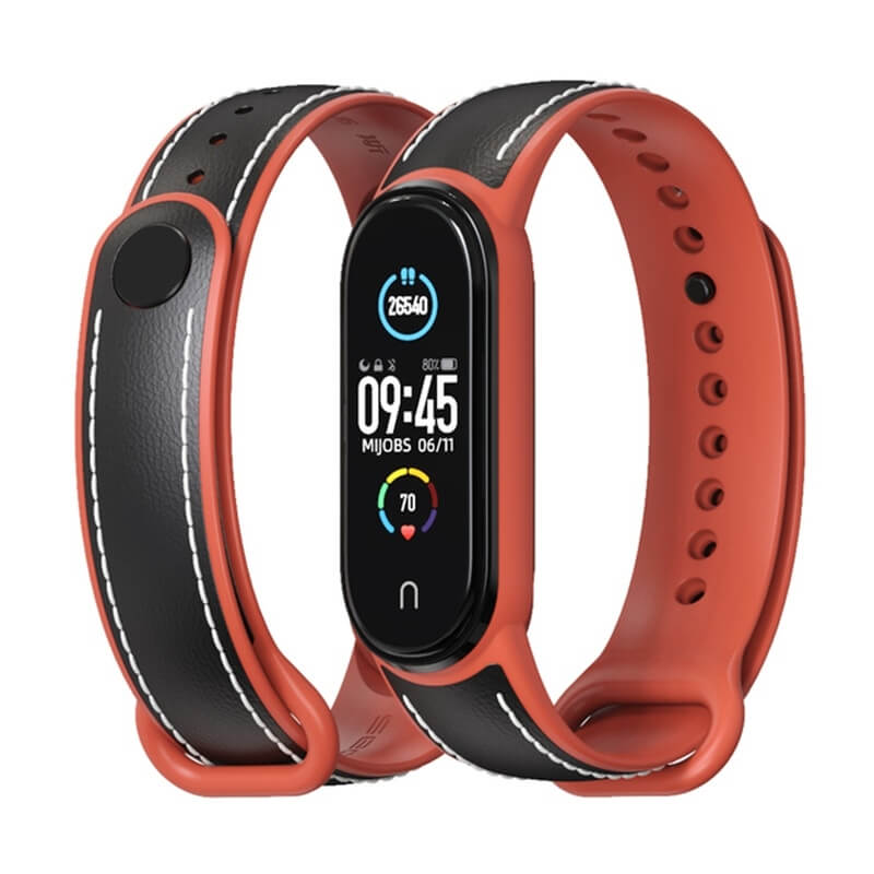  Mijobs Armband Svart & Orange fr Xiaomi Mi Band 5/6